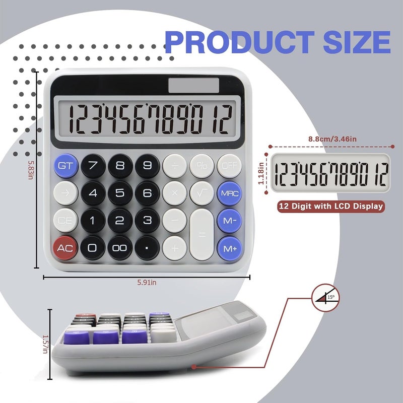UPSIME Black Gray Calculator, Big Button Calculator with Large LCD Display, Black Gray Office Desk Accessory for Offices, Schools, Homes and Businesses - Image 2
